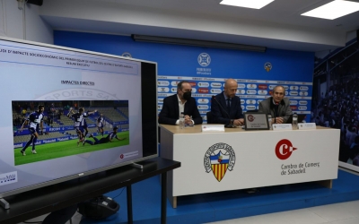 Jaume Bercial, director gerent de la Cambra de Comerç de Sabadell; Esteve Calzada, president del Sabadell; i  Josep Milà, encarregat de fer l'estudi | CES